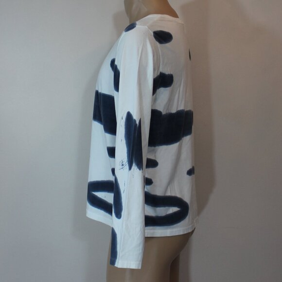 Patrick Assaraf Long Sleeve Blue  Tie Dye Tee crew neck  men size Large - Picture 2 of 7